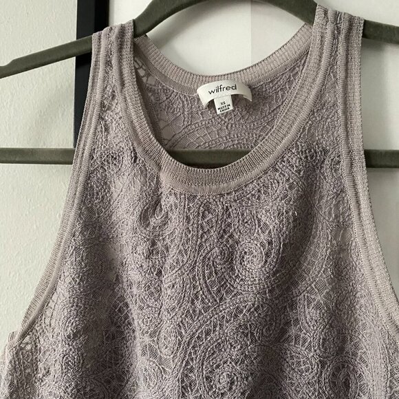 Aritzia | NWOT Wilfred Mauve Gray Volant Sleeveless Racerback Lace Tank Size XS - Picture 5 of 10